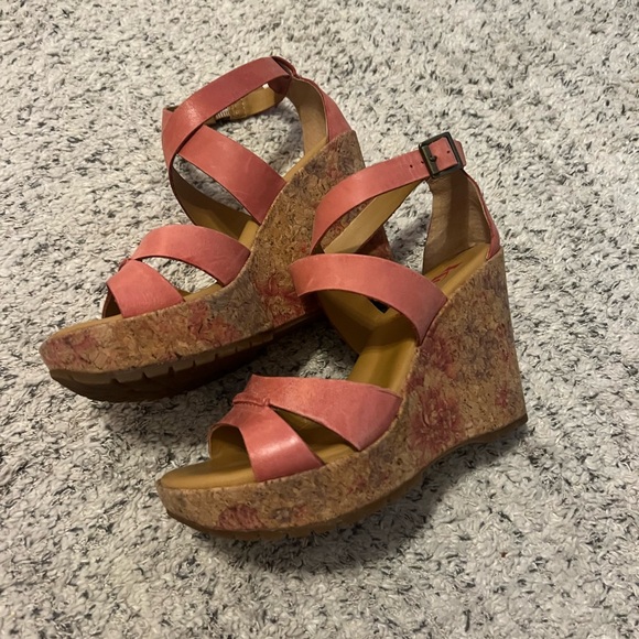 Kork-Ease Pink Wedge Sandals with Cork Platform - Picture 3 of 14